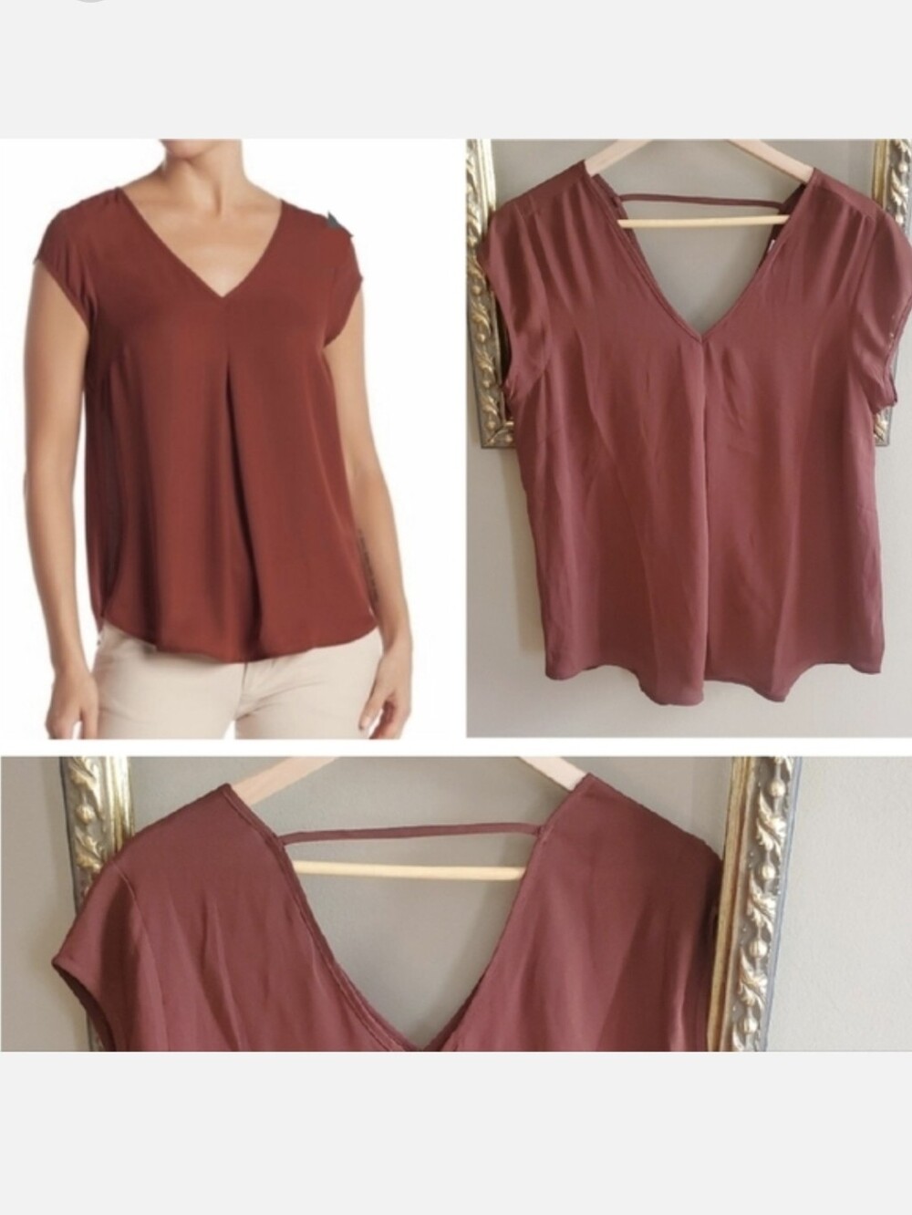 🐸 DR2 by Daniel Rainn - V-Neck Woven Blouse sz M